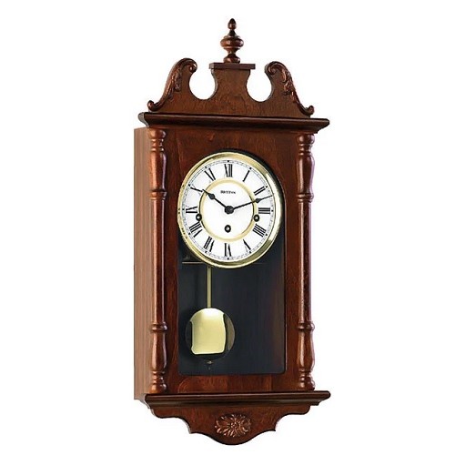 Rhythm (Japan) - 10 "Inch Height High Grade Mechanical Clocks Table Clock- 26x54x14Cm (Silent Movement, Silent Silky Brown Wooden Case)